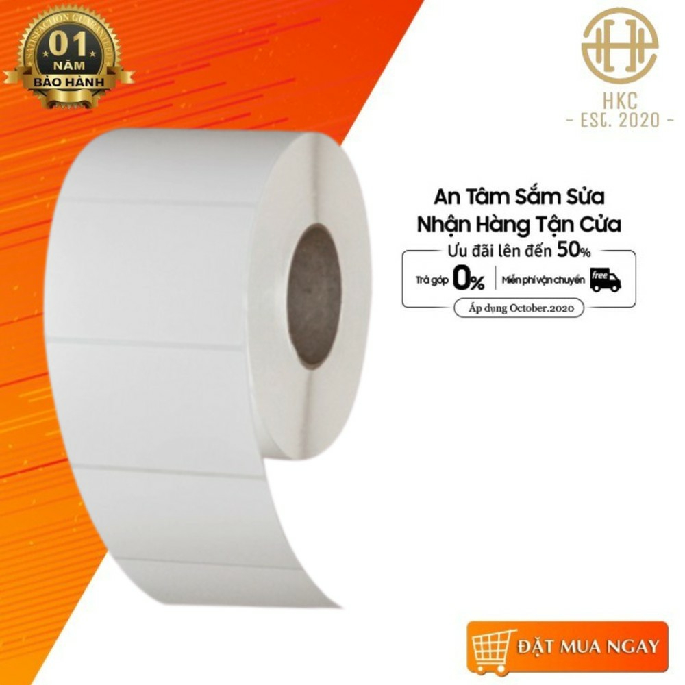 Decal nhiệt 60x80 mm, giấy in tem mã vạch, in tem phụ 6x8 cm, cuộn 30m