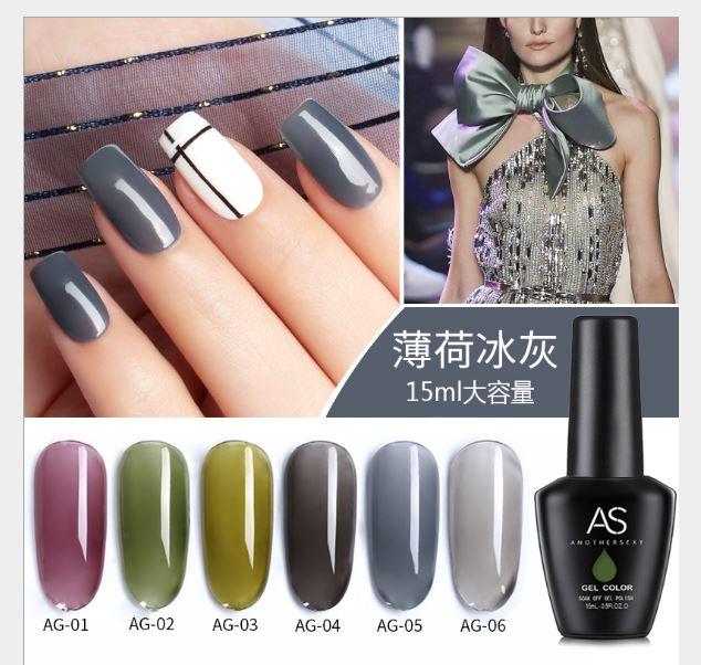 [MÀU MỚI] Set sơn móng gel AS màu xám thạch mã AG chai 15ml