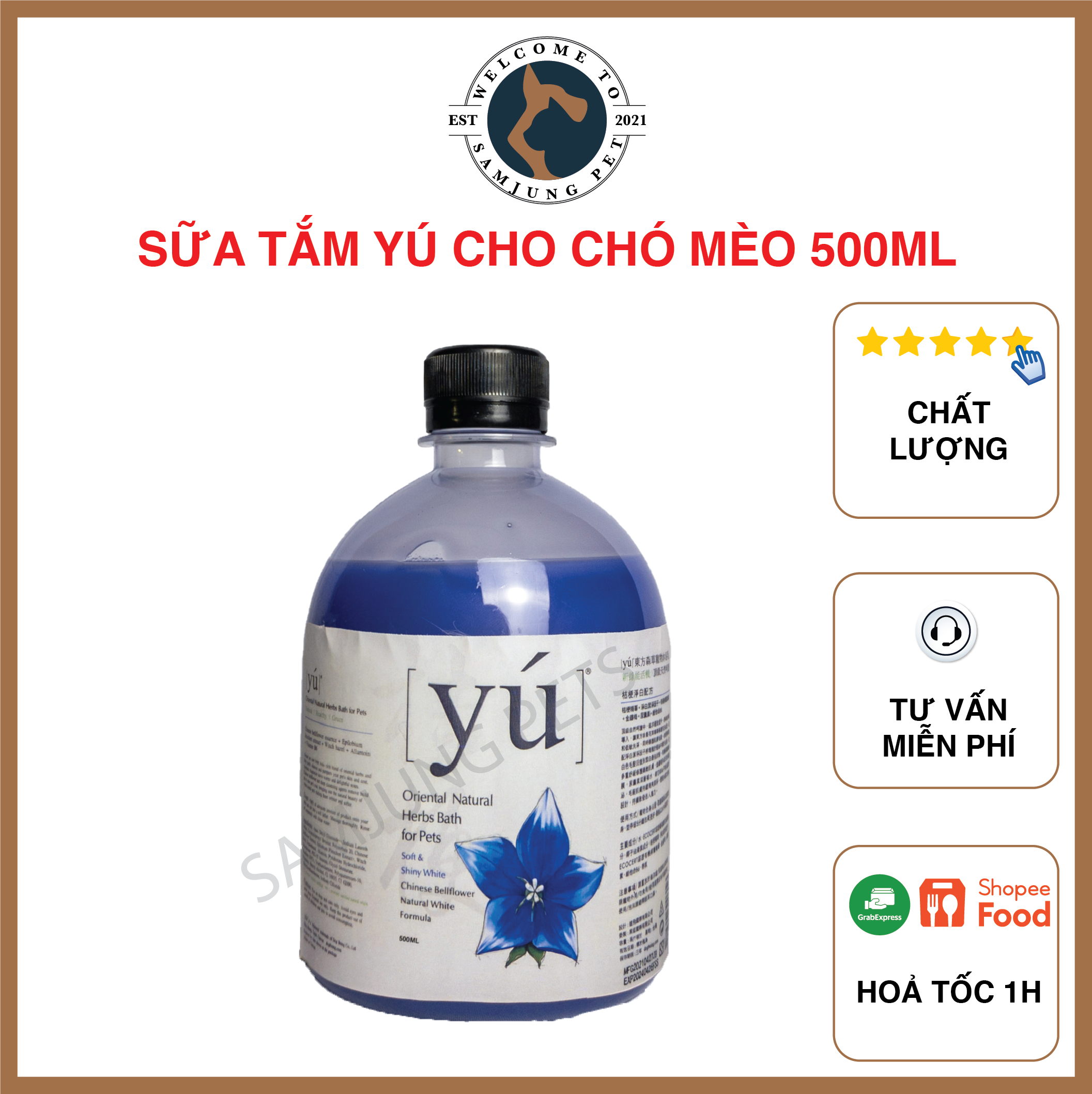 [ 500ml Repack Chính Hãng ] Sữa tắm yú cho chó mèo đủ mùi - SamJung Pets