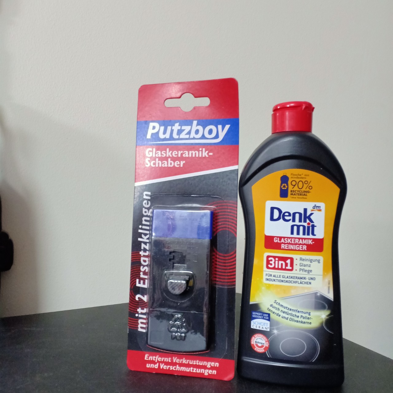 dụng cụ vệ sinh bếp + chai dung dịch vệ sinh bếp dekmit ( Nước vệ sinh bếp Denkmit)