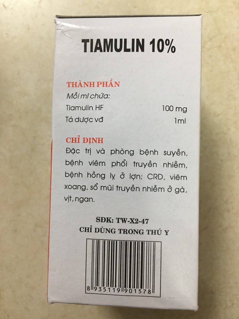 TIAMULIN 10% (100ml) - chỉ dùng trong thú y
