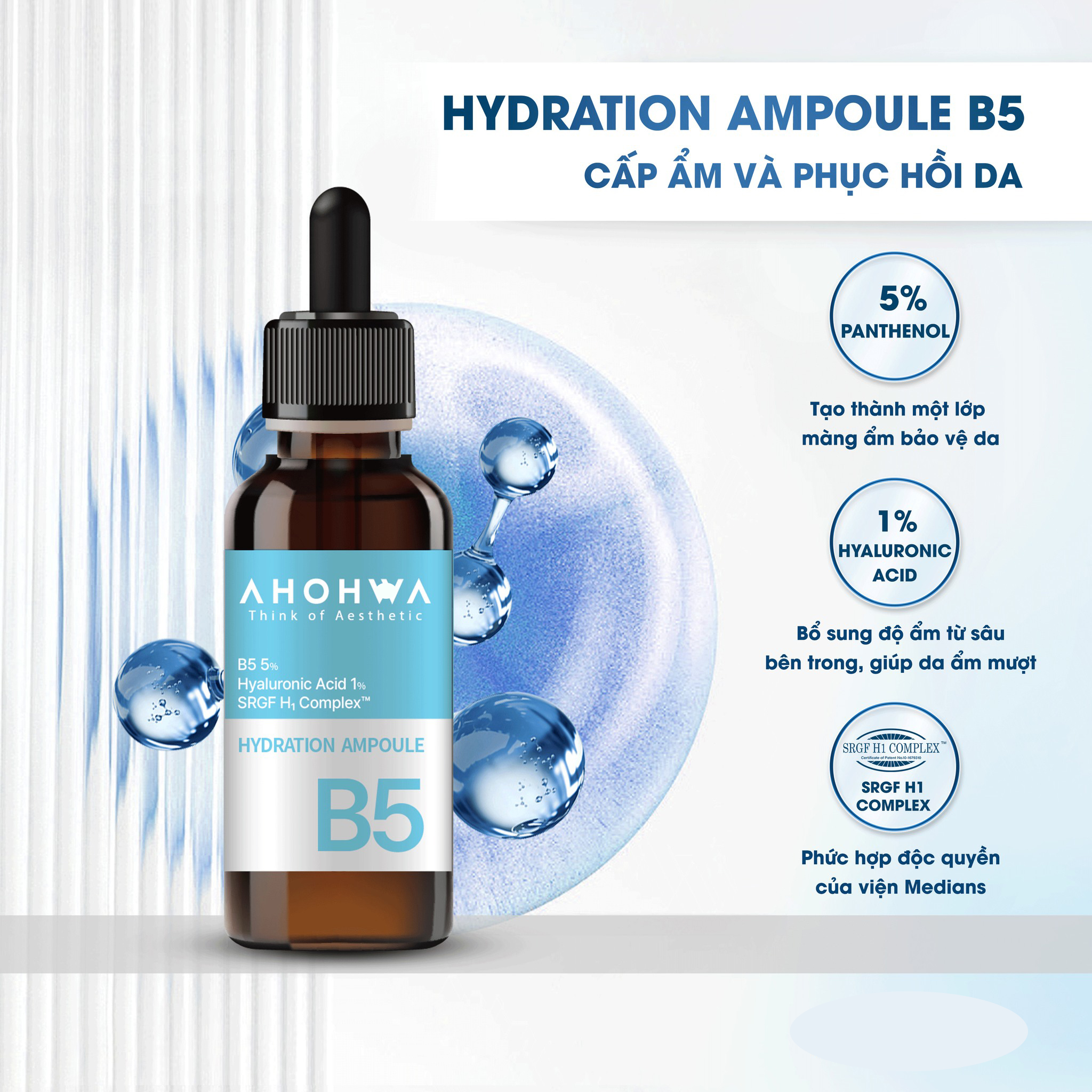 Tinh chất B5 cấp ẩm và phục hồi da Ahohwa Hydration Ampoule B5