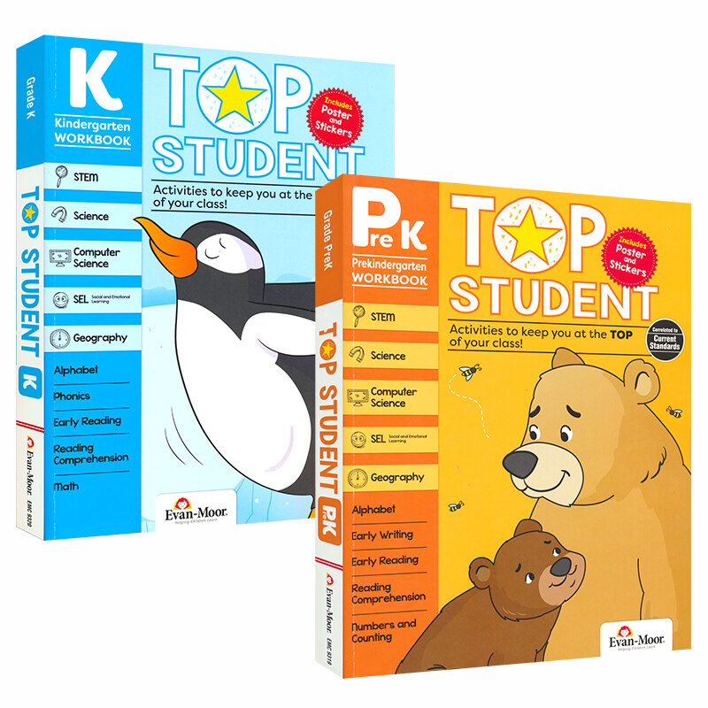 Top Student (Grade Pre-K + K/ Grade 1+2) - Evan Moor + File Nghe | Nhập Khẩu