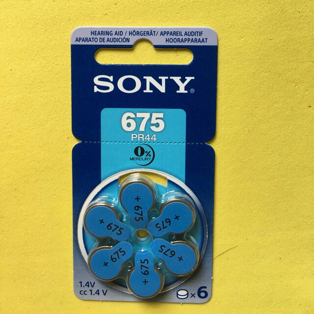 Pin máy trợ thính sony 675 pr44 vỉ 6 viên