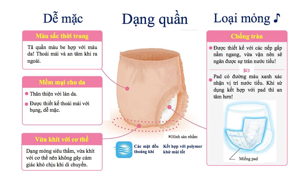 Tã quần người lớn Livedo Nhật Bản size M (24 miếng/ gói)