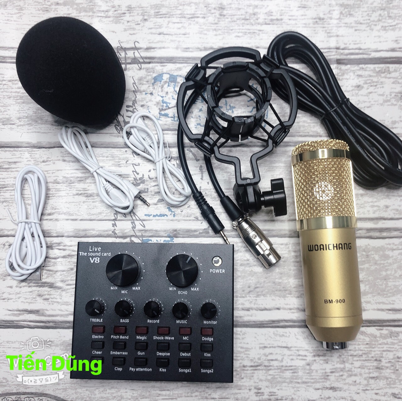 Bộ thu âm bm900 và Sound card v8 tiếng anh có auto-tune- Bộ live stream là đã có thể thu âm livestream