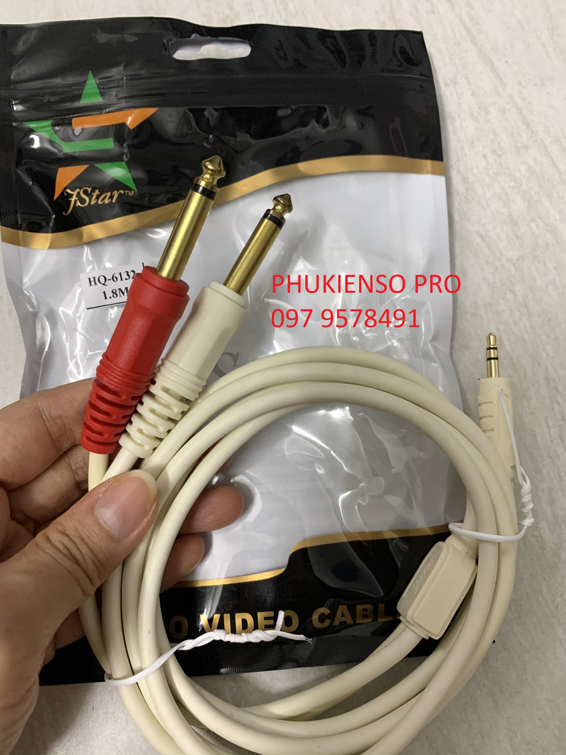 [HCM]Dây chuyển jack 3.5ly ra 2 đầu jack 6ly dài 1.5M - Dây đỏ Tốt / Dây chuyển jack 3.5mm sang 2 jack 6.5mm