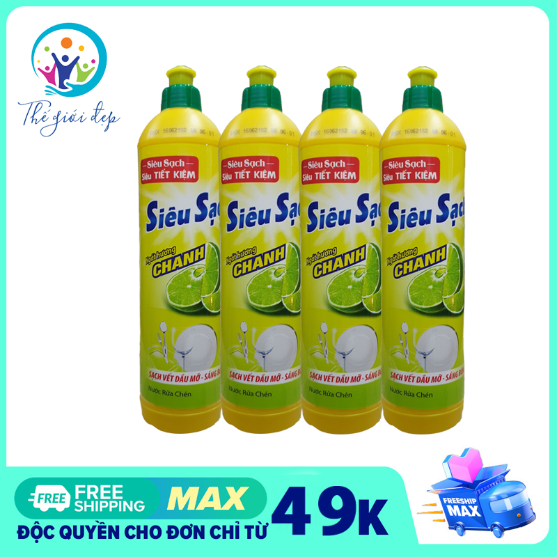 [HCM]Bộ 4 chai nước rửa chén Lix CHANH 400g