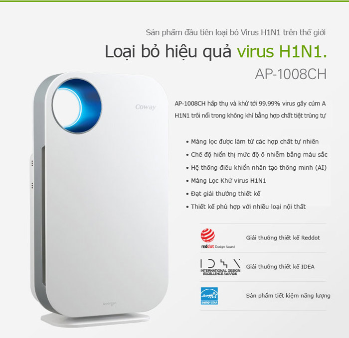 Máy lọc không khí Coway AP-1008CH (Swan)【Bảo hành Chính hãng 12 tháng Toàn quốc】