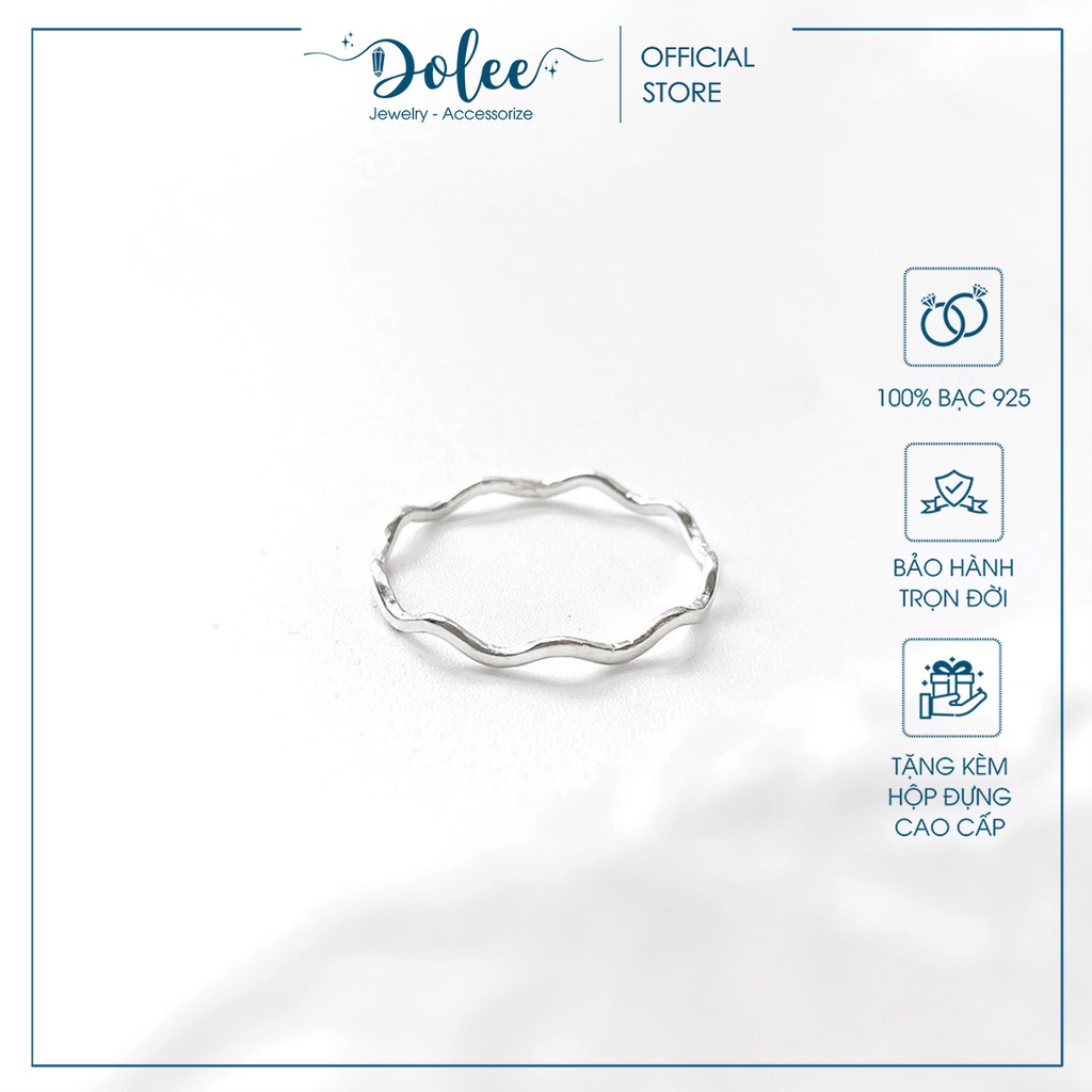 Nhẫn bạc nữ trơn sóng bạc DoLee Silver, nhẫn nữ bạc 925 xinh xắn