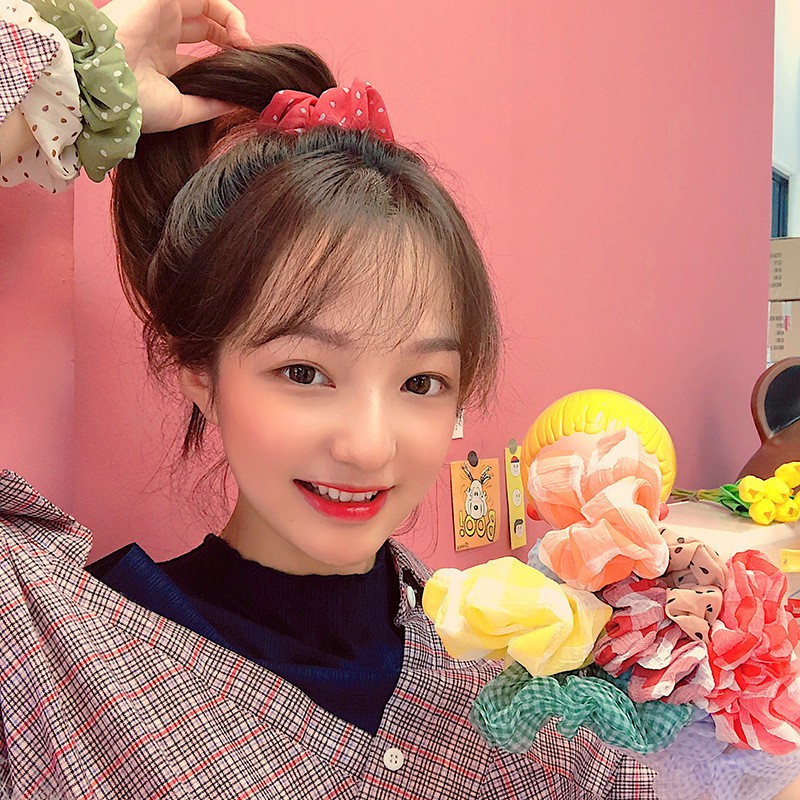 Buộc tóc scrunchies Buộc tóc chấm bi 1021N -HD365
