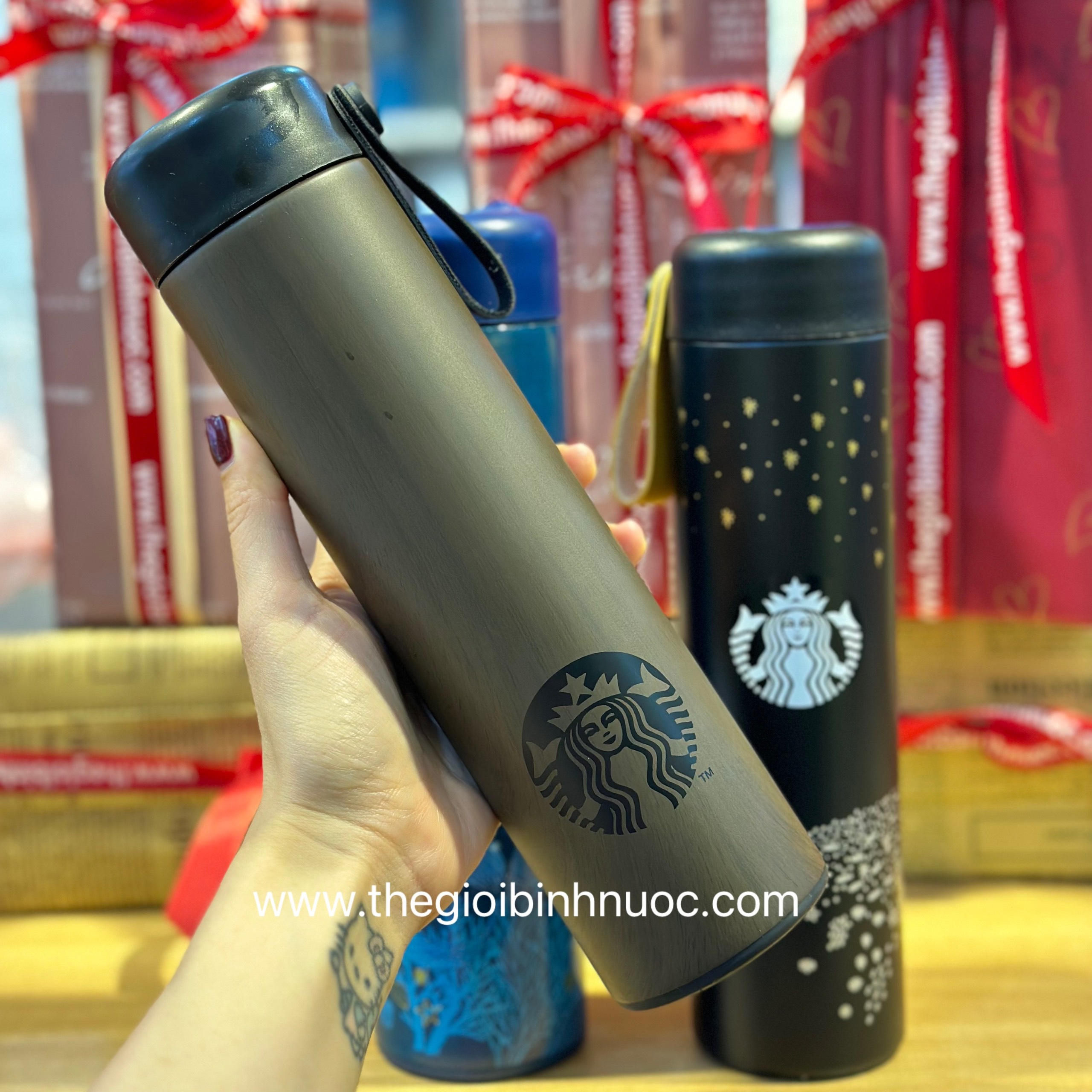 Bình Giữ Nhiệt Starbucks Gỗ, Hoa Và Chim 473ml B356