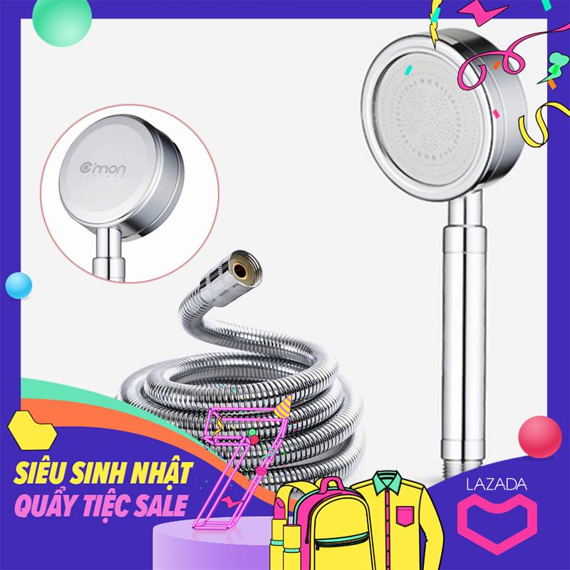 Bộ tay sen siêu tăng áp 400% C'MON TS-01 + dây sen inox (bạc)