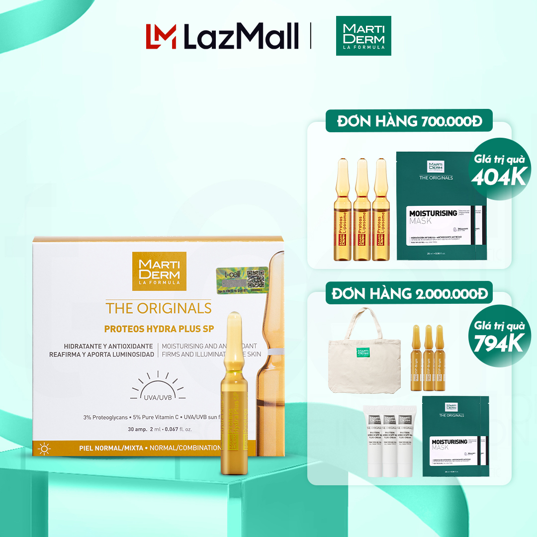 Ampoule Dưỡng Ẩm, Làm Săn Chắc & Ngừa Lão Hoá Da Ban Ngày - Martiderm The Originals Proteos Hydra Plus SP