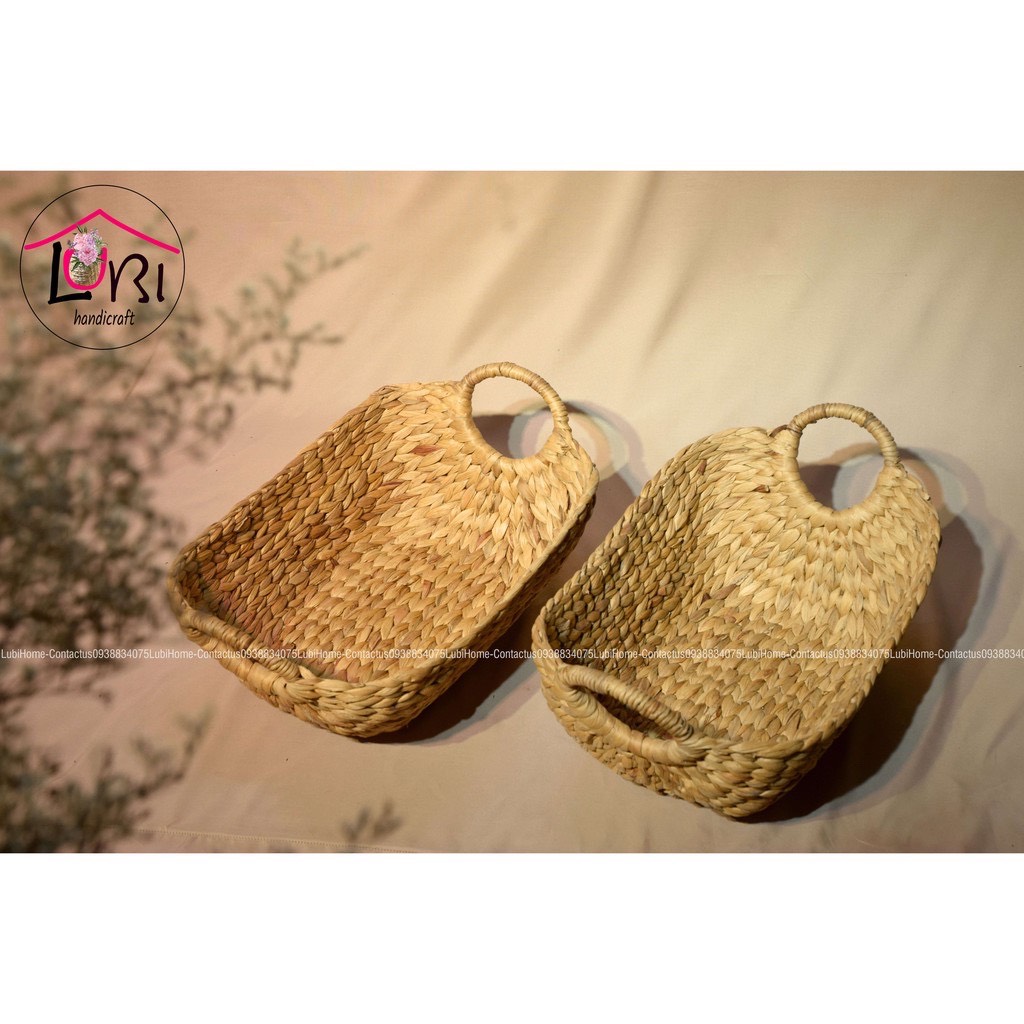 [Lubi Home] - Giỏ đựng đồ đan lục bình oval xinh xắn