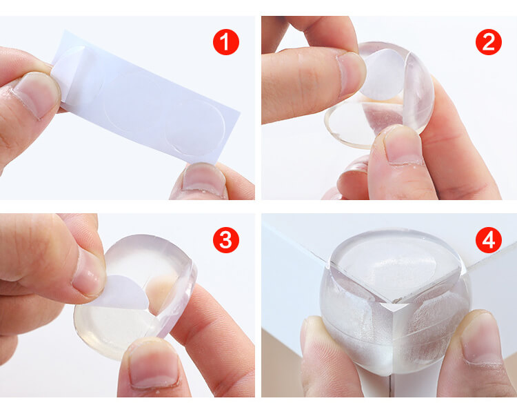 Set 4 Nút Silicon Bọc Cạnh Bàn Bịt Góc Bàn Ghế Bảo Vệ Bé (Bo Tròn & Vuông KEO 3M)