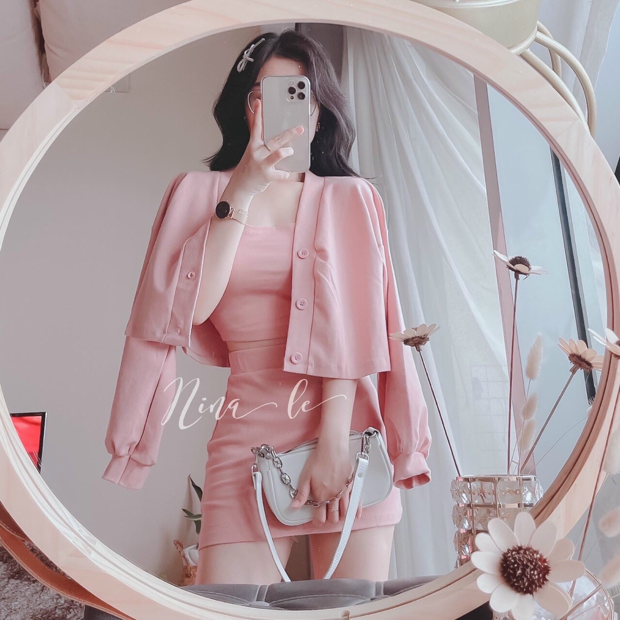 Set 3 món kèm chân váy siêu cute kèm hình thật