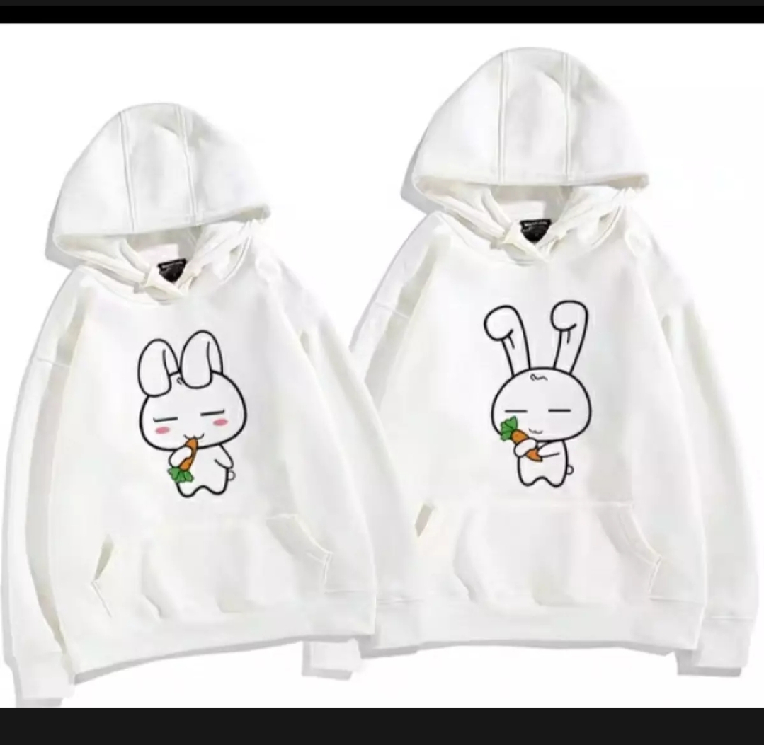 SET ÁO ĐÔI HOODIE CHÚ THỎ ĂN CÀ RỐT ĐÁNG YÊU