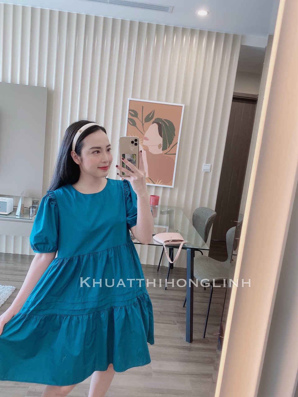 [HÀNG THIẾT KẾ] Váy bầu công sở thiết kế dáng suông chất lụa hàn châu freesize tới 70kg