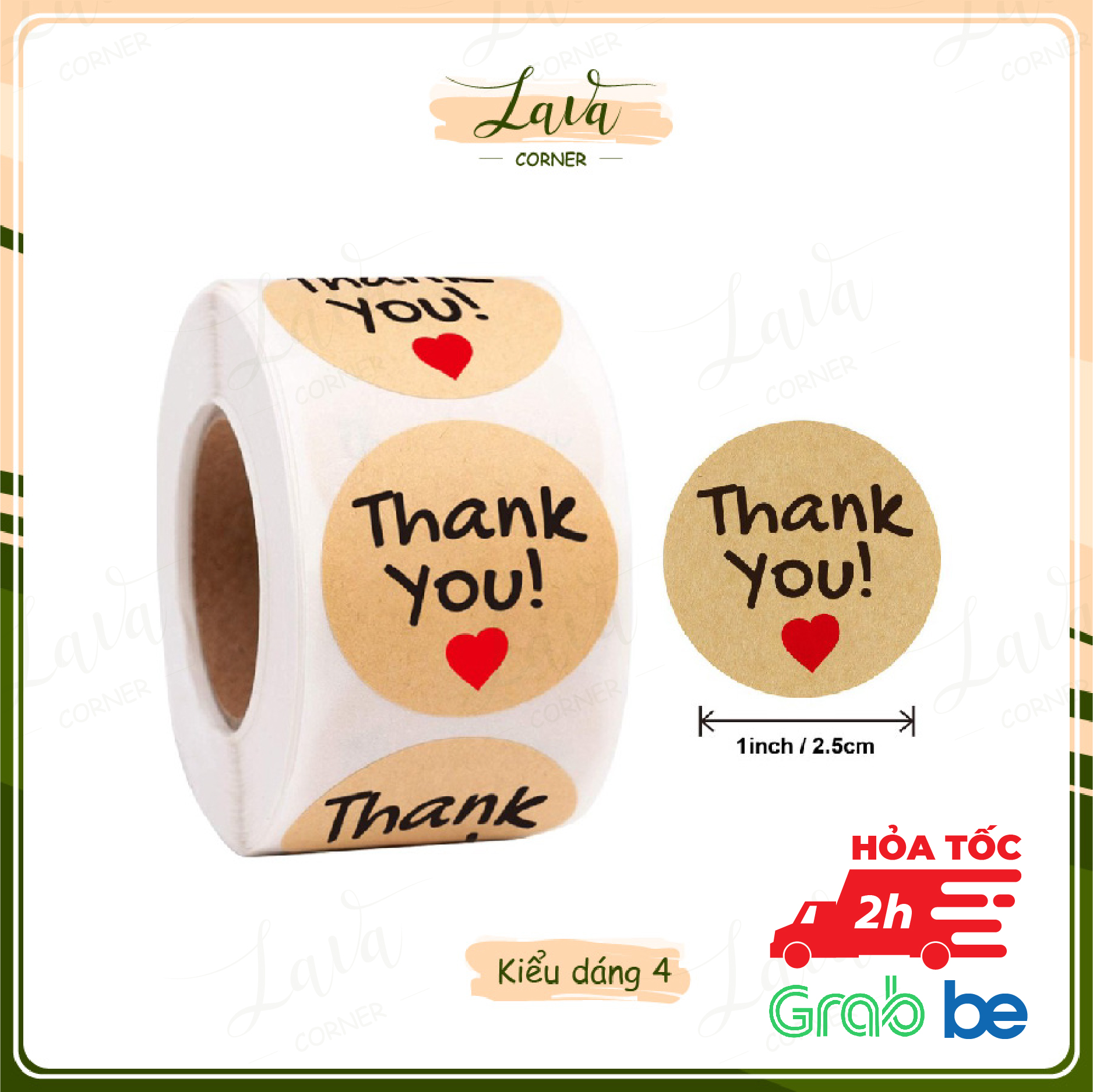 Tem Nhãn Dán Sticker, Miếng Dán Decal Thank You 500 Cái/Cuộn