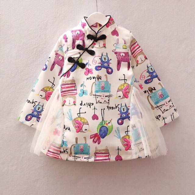 [8-22Kg] Váy Cổ Tàu Cực Xinh Cho Bé Gái