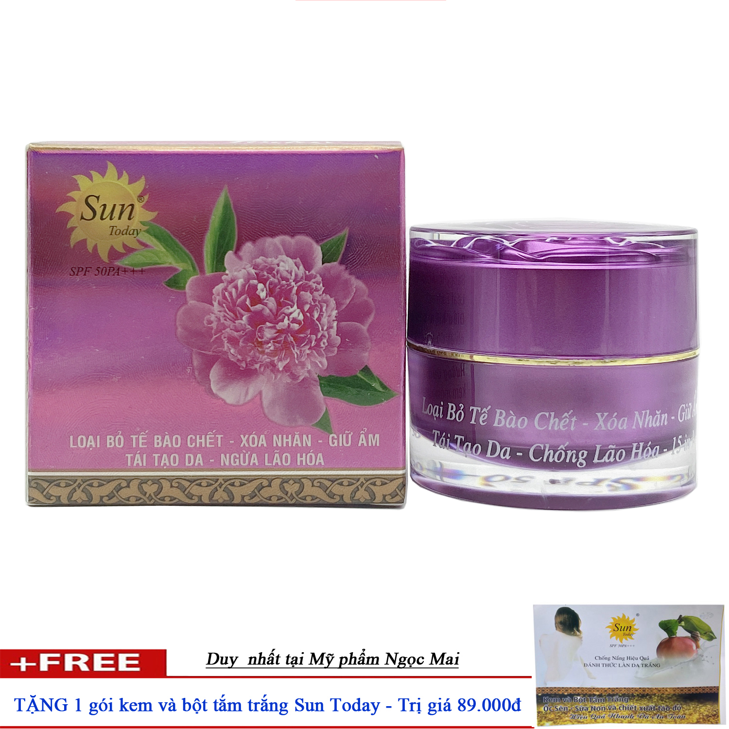 [HCM]Kem loại bỏ tế bào chết - Xóa nhăn - Giữ ẩm - Tái Tạo da - Ngừa lão hóa 15 in 1 SUN TODAY (25g) + Tặng Quà