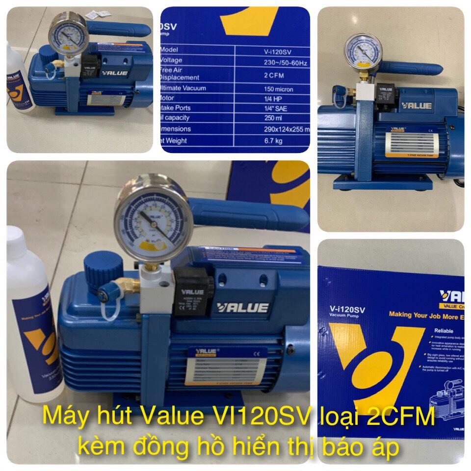 Máy hút chân không Value V-i120SV loại 2.0 CFM kèm đồng hồ hiển thị báo áp