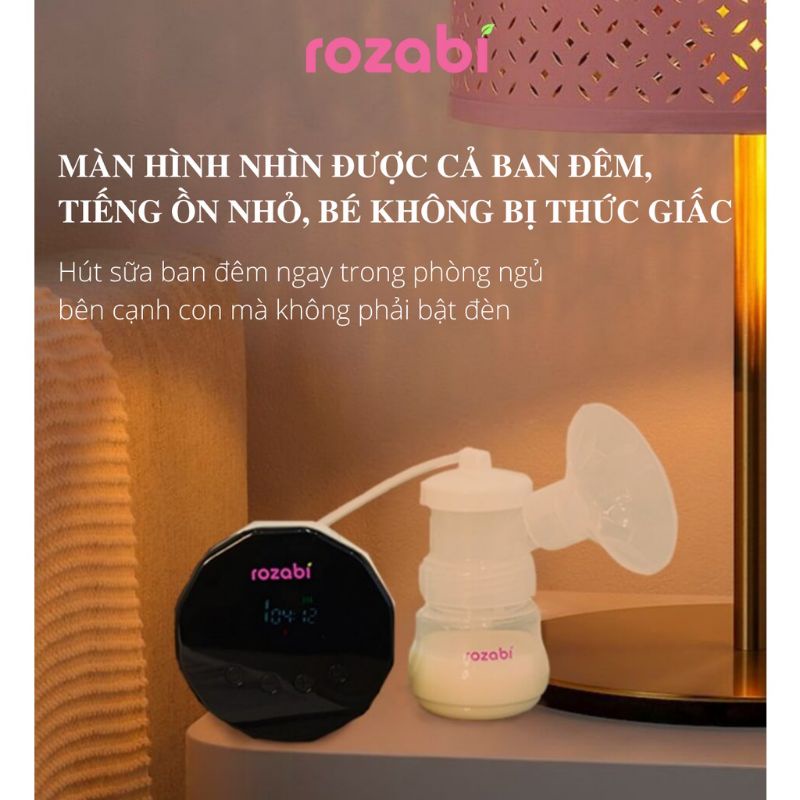 [Có pin sạc] Máy hút sữa điện đôi Rozabi Basic Plus (massage êm ái, hút kiệt sữa)