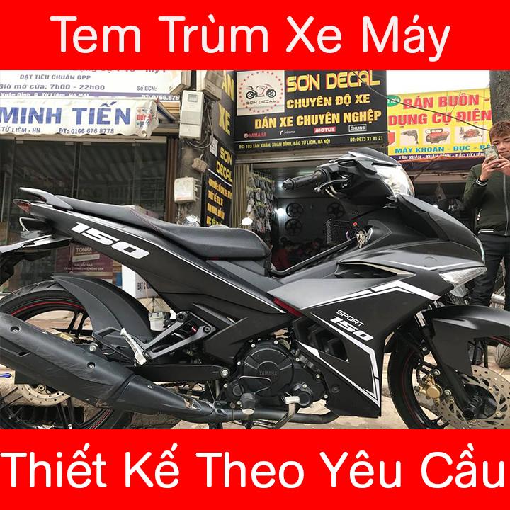 Tem Trùm Exciter 150 Đen nhám viền trắng