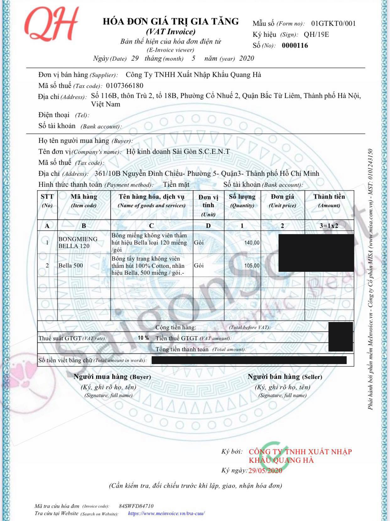 Bông tẩy trang Bella Cotton Premium ( 120 miếng )