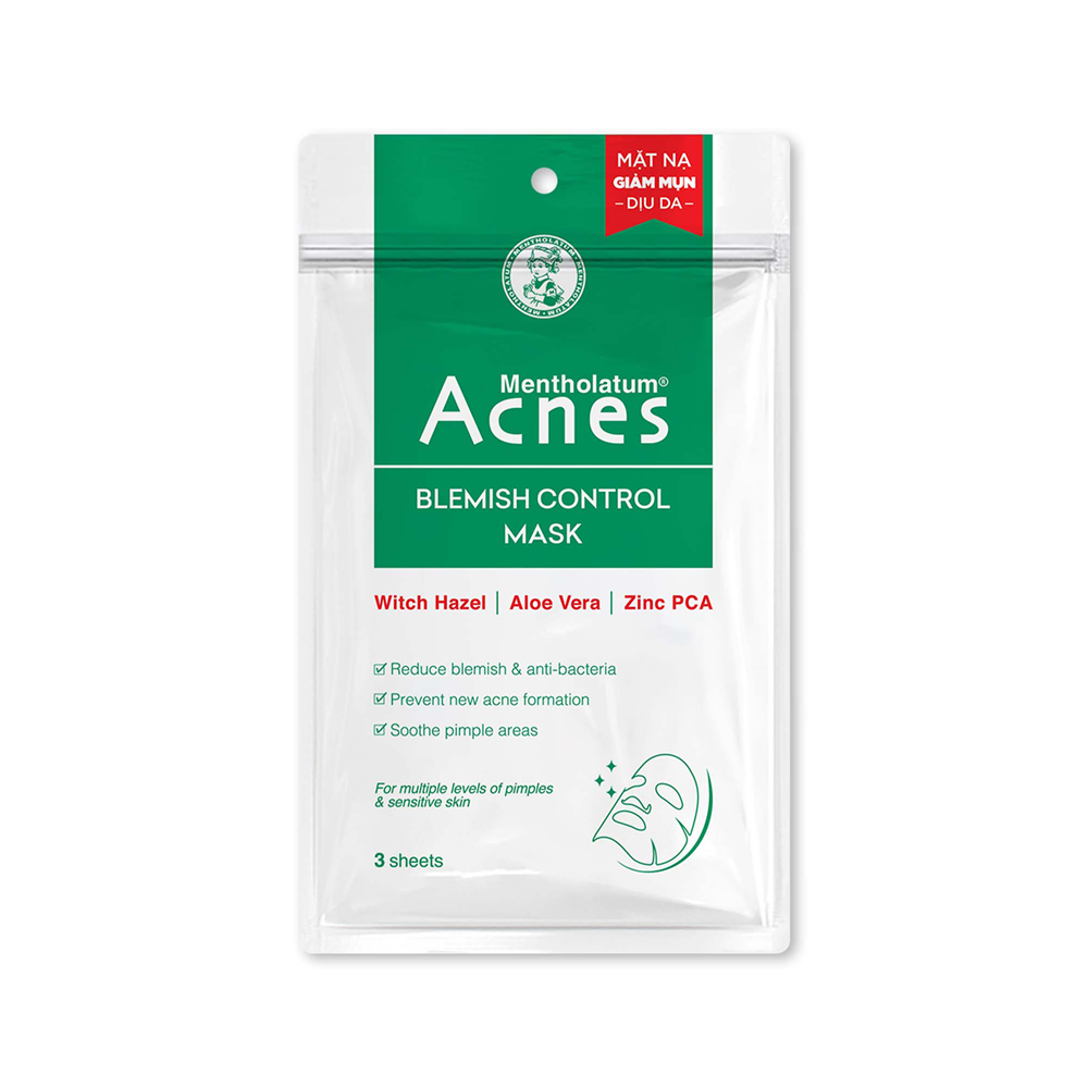 Mặt Nạ Giảm Mụn Dịu Da Acnes Blemish Control Mask 65g (3 Miếng)