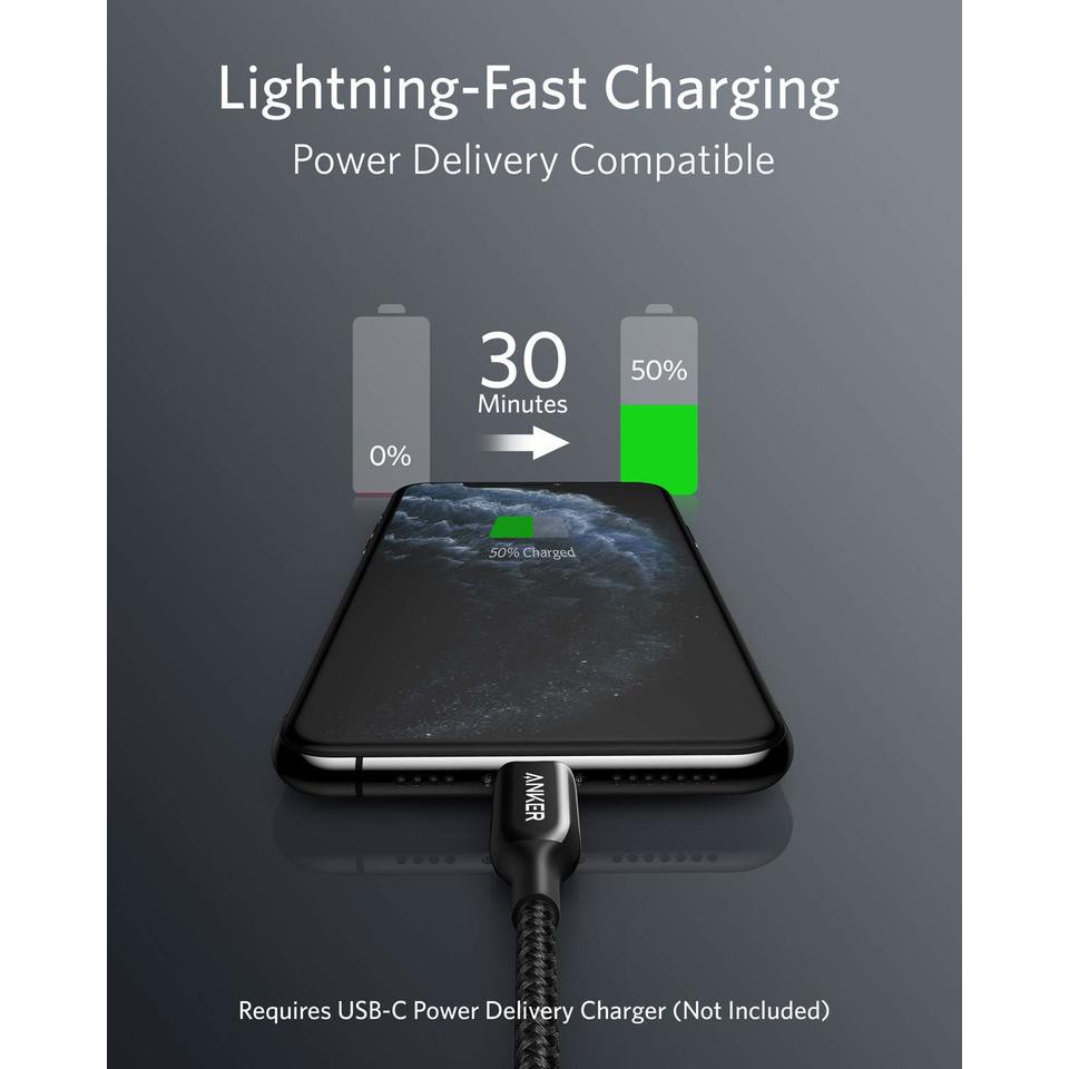 Dây Cáp PD Anker A8843 Powerline III + Usb C to Lighting Dài 1.8m