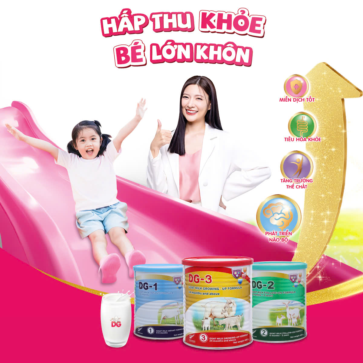 [TẶNG ĐỒ CHƠI NHÀ BẾP] SỮA DÊ CÔNG THỨC DG2-800 (HSD 7/2028)