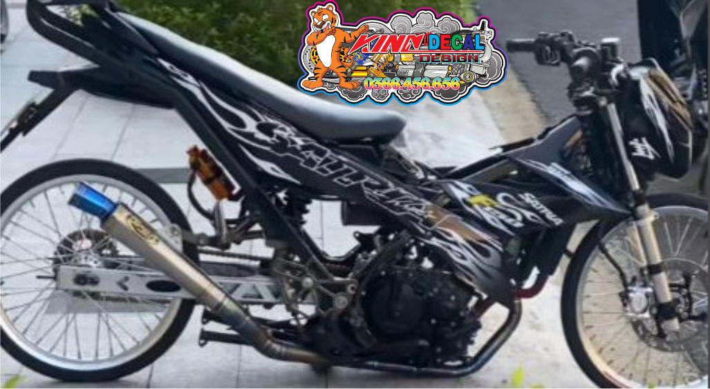 Tem Rời Satria mẫu lửa màu đen trắng