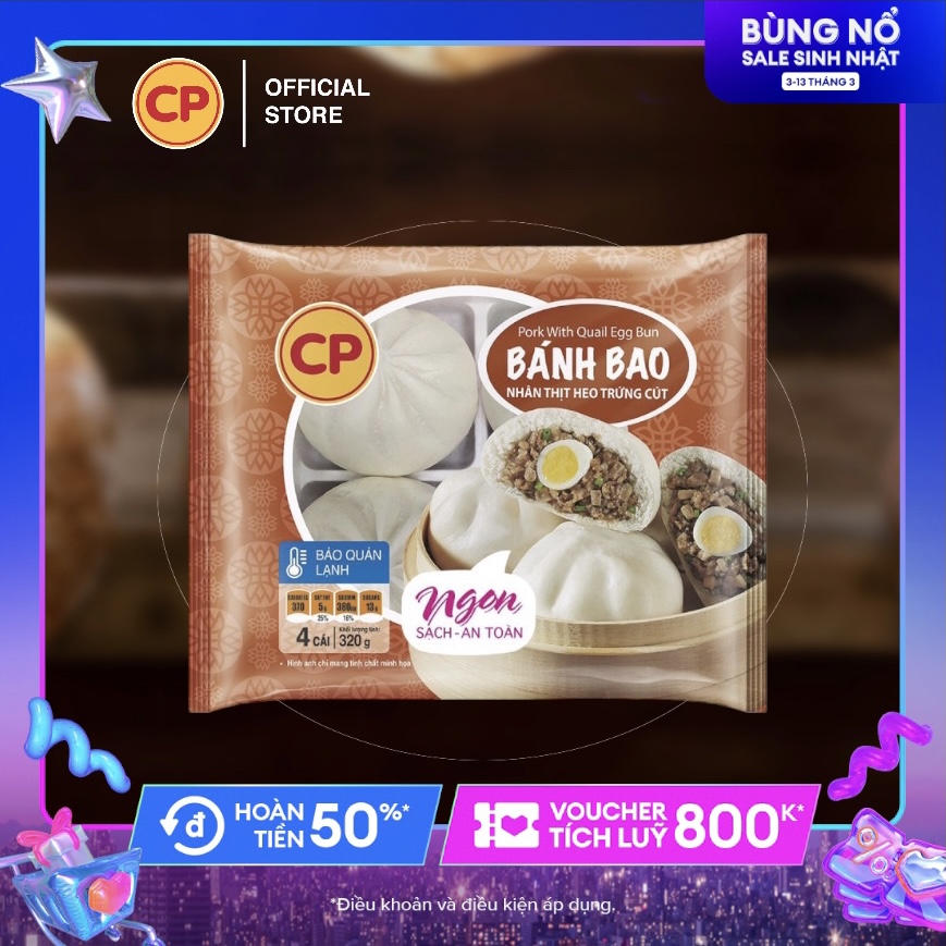 CP Bánh bao nhân thịt heo trứng cút - 320g