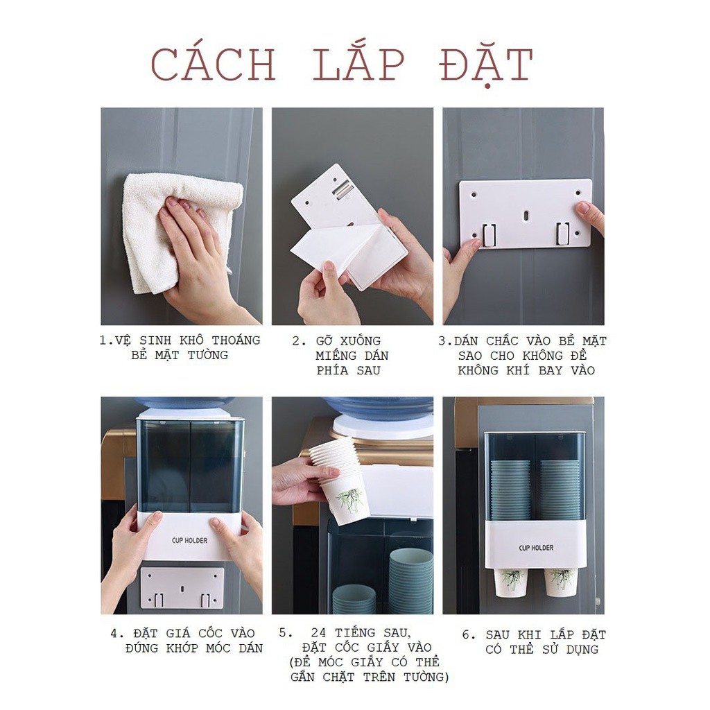 Khay 2 ngăn đựng ly giấy tự động