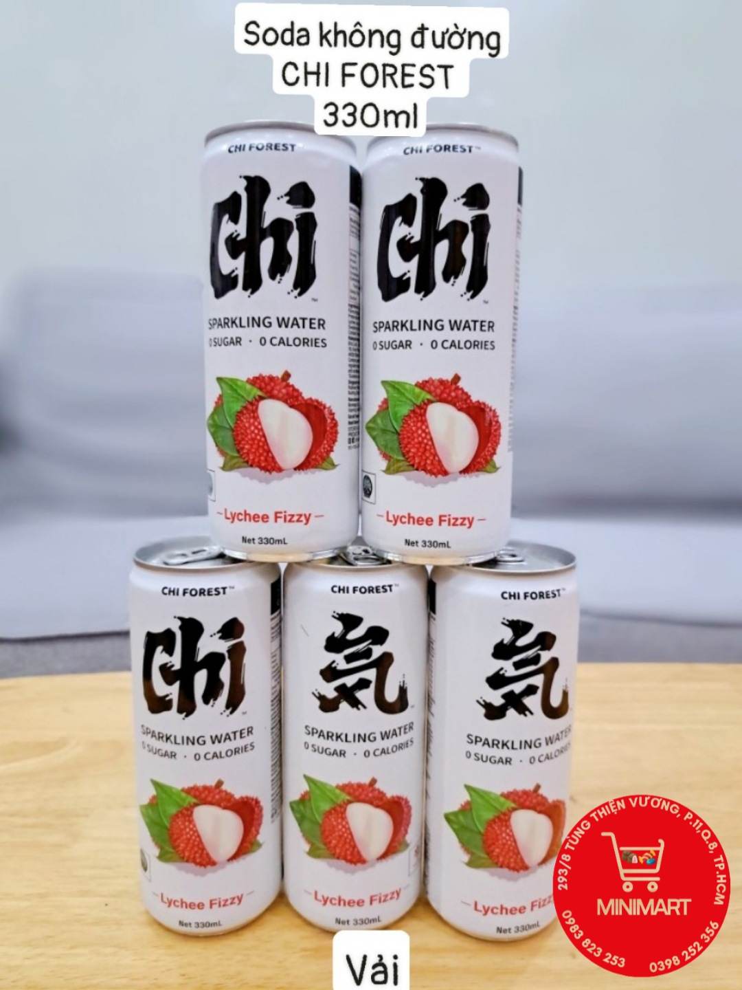 Nước Soda KHÔNG ĐƯỜNG Genki Forest 330ml ( vải)
