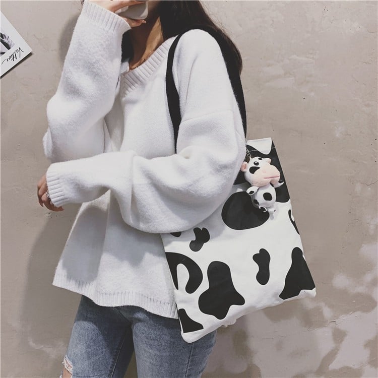 TOTE BÒ SỮA MANG 2 KIỂU VẢI BỐ