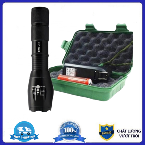 Đèn pin Police AMY XML-T6 MỚI siêu sáng Tặng Bộ sạc và pin sạc, Hộp Nhựa Chống Sốc