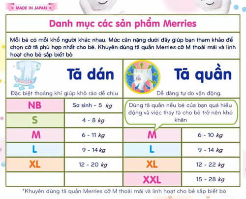 [HCM] Bỉm tã dán/quần Merries nội địa nhật dán đủ size