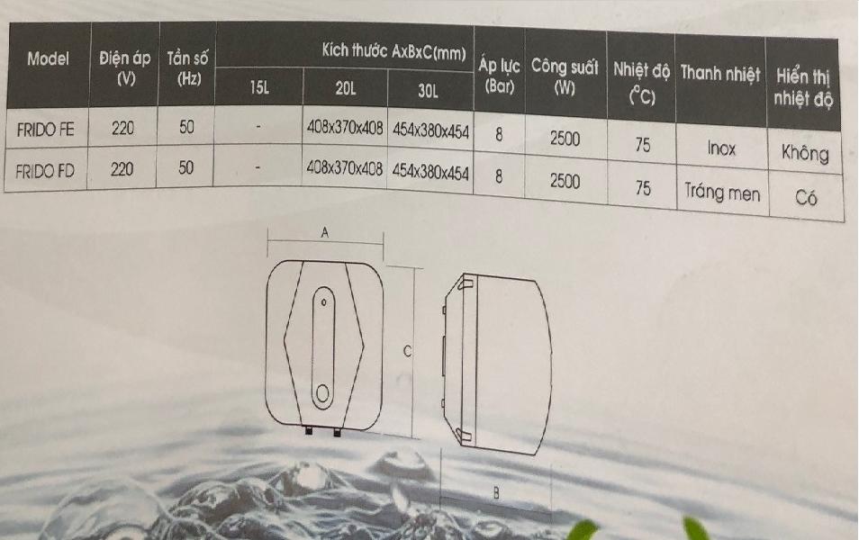 Bình nóng lạnh Ferroli Rapido FRIDO FE30 (30L)