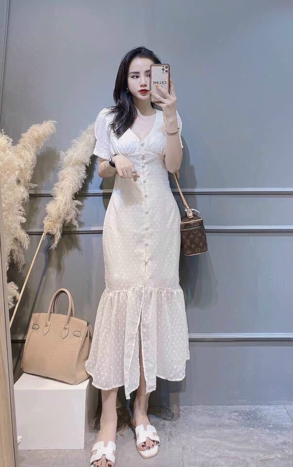 Đầm Đuôi Cá Nút Bọc K140|1539210224