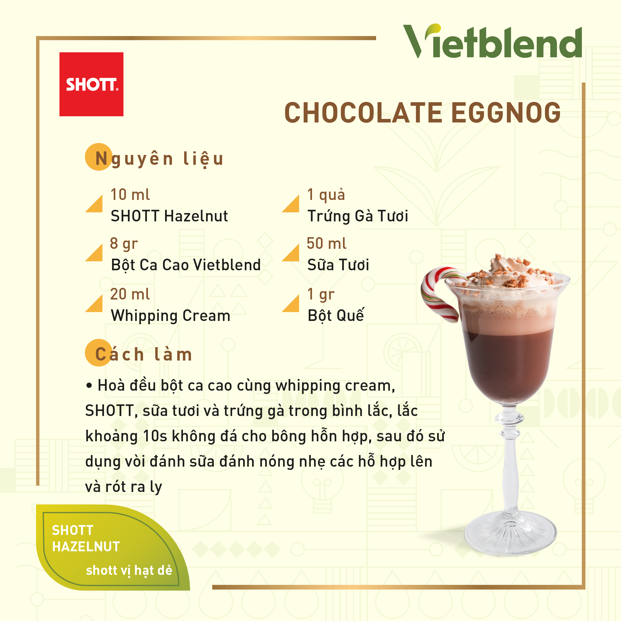 Syrup Pha Chế SHOTT - Vị Hạt Dẻ (Hazelnut) - Chai 1L