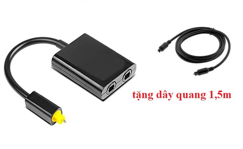 Cáp chia cổng âm thanh quang optical từ 1 ra 2 cổng toslink tặng 1 dây quang dài 1,5m đen