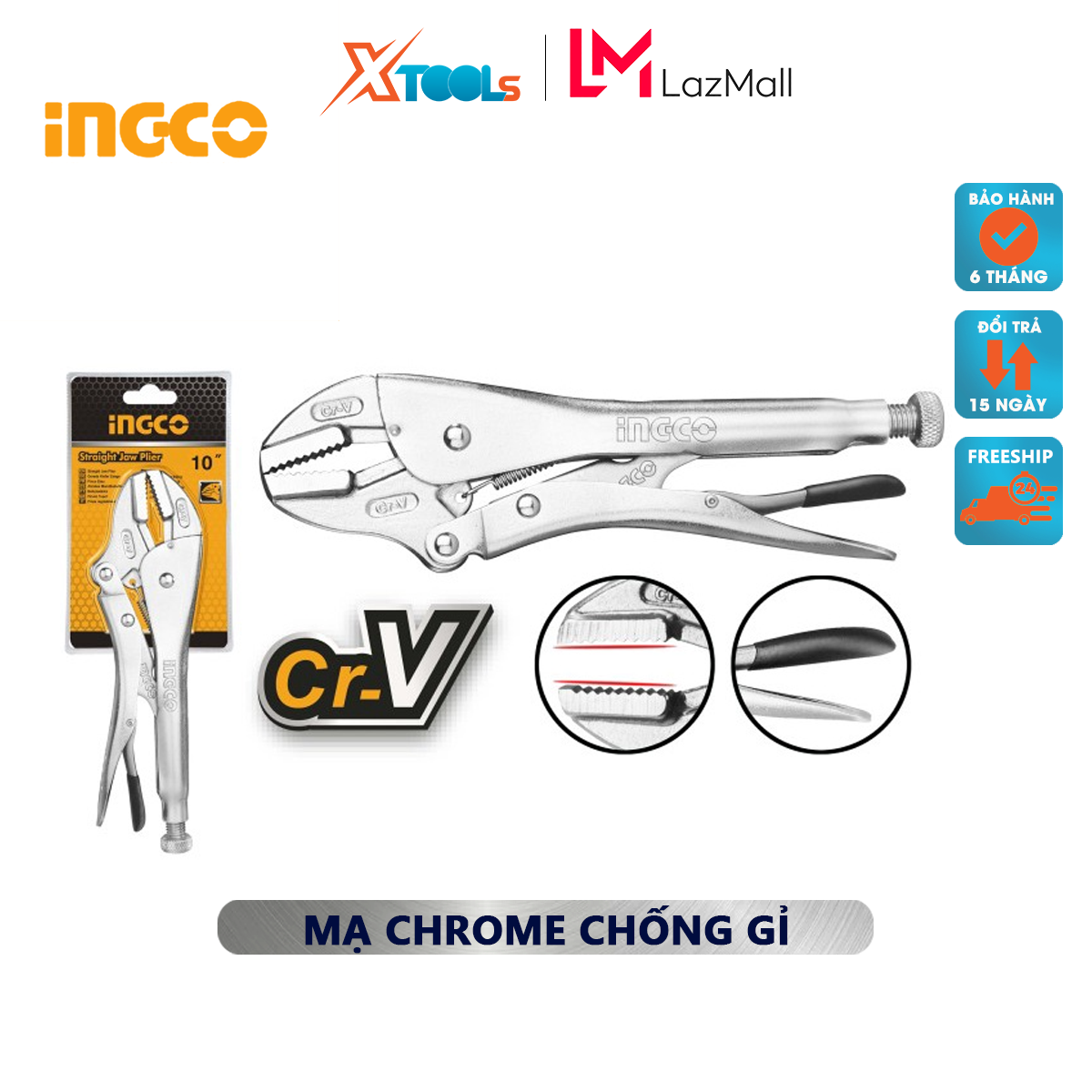 Press pliers jaw ingco HSJP0210 | dead alkaline size 10inch used steel material high carbon, chrome plated anti-rust, pliers are used to cut, clip/holder of