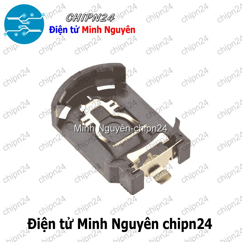 [2 cái] (F138.5) Đế pin CR2032 Dán SMD V1 Đen - HH000602