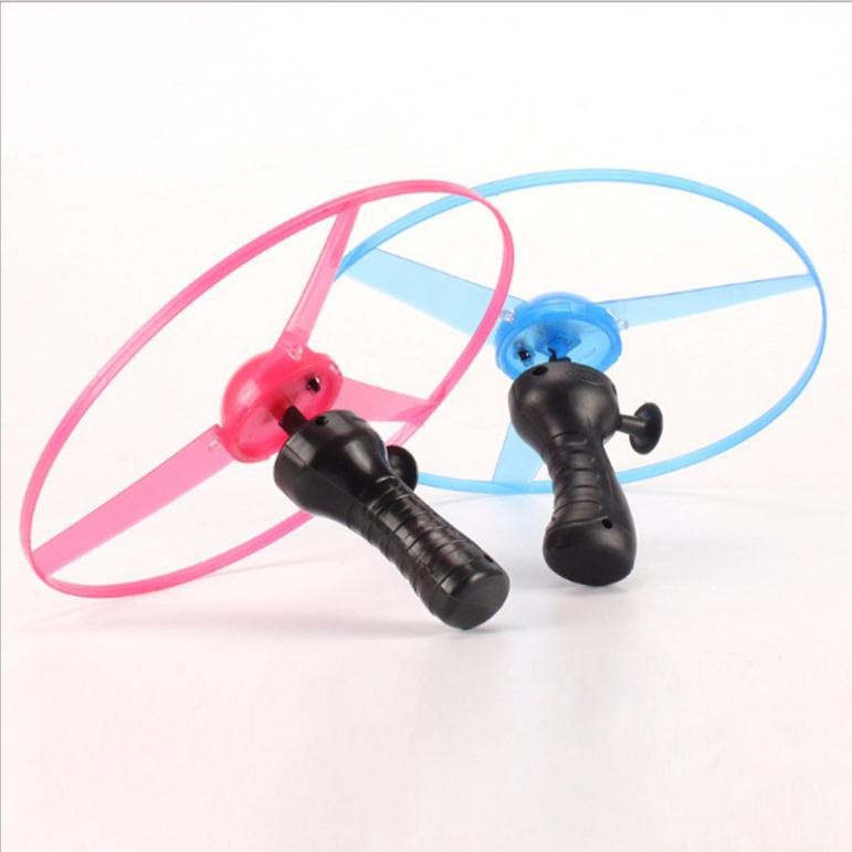 Máy phóng chong chóng ufo đèn led phát sáng, -chong chóng ufo đèn led giật dây loại lớn 30cm