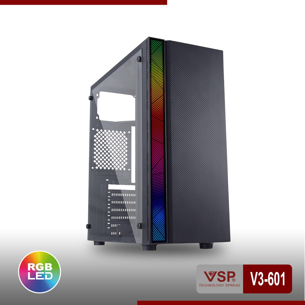Thùng máy tính case vsp v3-601 tích hợp led rgb - không kèm fan