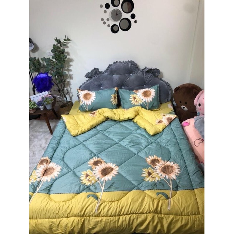 Bộ Ga Giường Cotton Poly 5 Món Chăn Phao