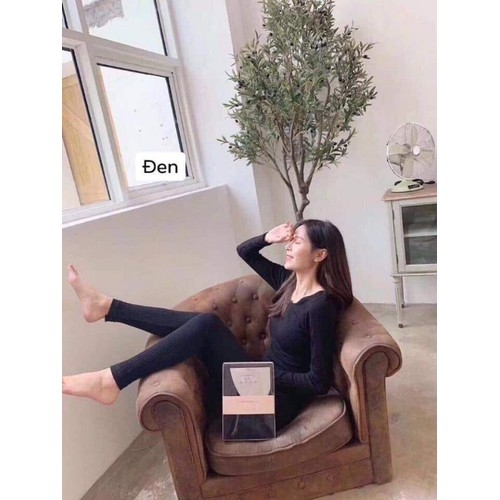 Bộ len body nữ, chất gân tăm giữ nhiệt co giãn chiều kèm hộp đựng sang chảnh